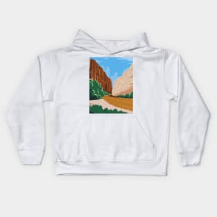 Big Bend National Park of Rio Grande Río Bravo in Chihuahuan Desert Texas WPA Poster Art Color Kids Hoodie